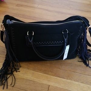 Summer and Rose Black Fringe Tote